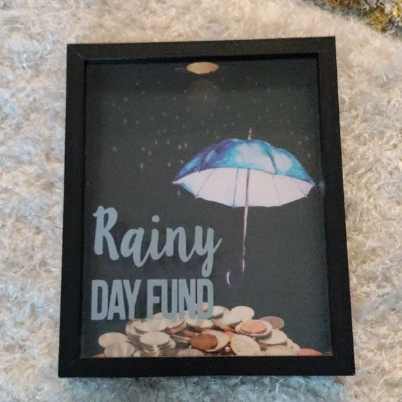 🆕 ⛈️RAINY DAY GLASS PICTURE FRAME MONEY 🏦 - Picture 1 of 7